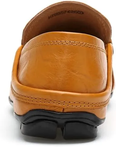 Men's Genuine Leather Loafers, Slip-on Driving Moccasins, Casual Flats, Brown,Blue,Black