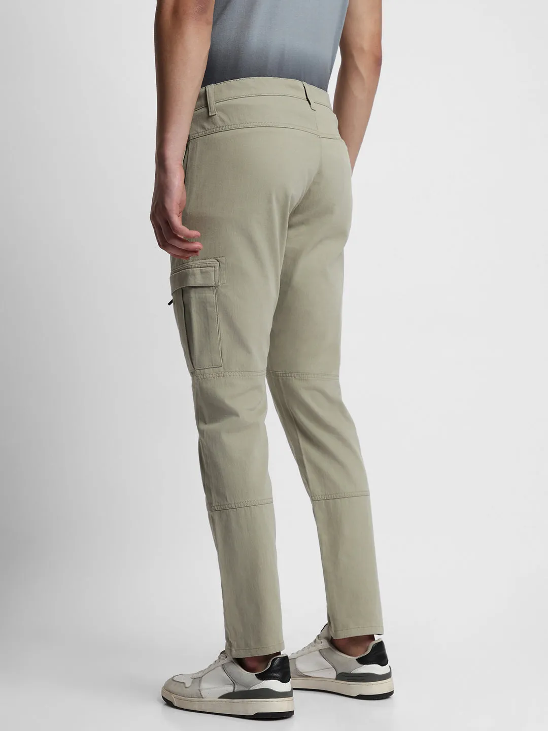 Men's Green Slim Fit Cargos Trousers