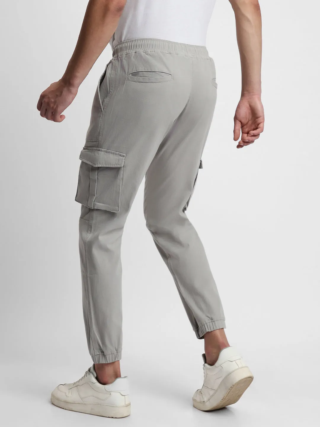 Men's Grey Slim Fit Cargo Joggers