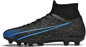 Men's High-Top Lace-Up Indoor Futsal Turf Cleat Sneaker with Non-Slip Spikes for Soccer Shoes