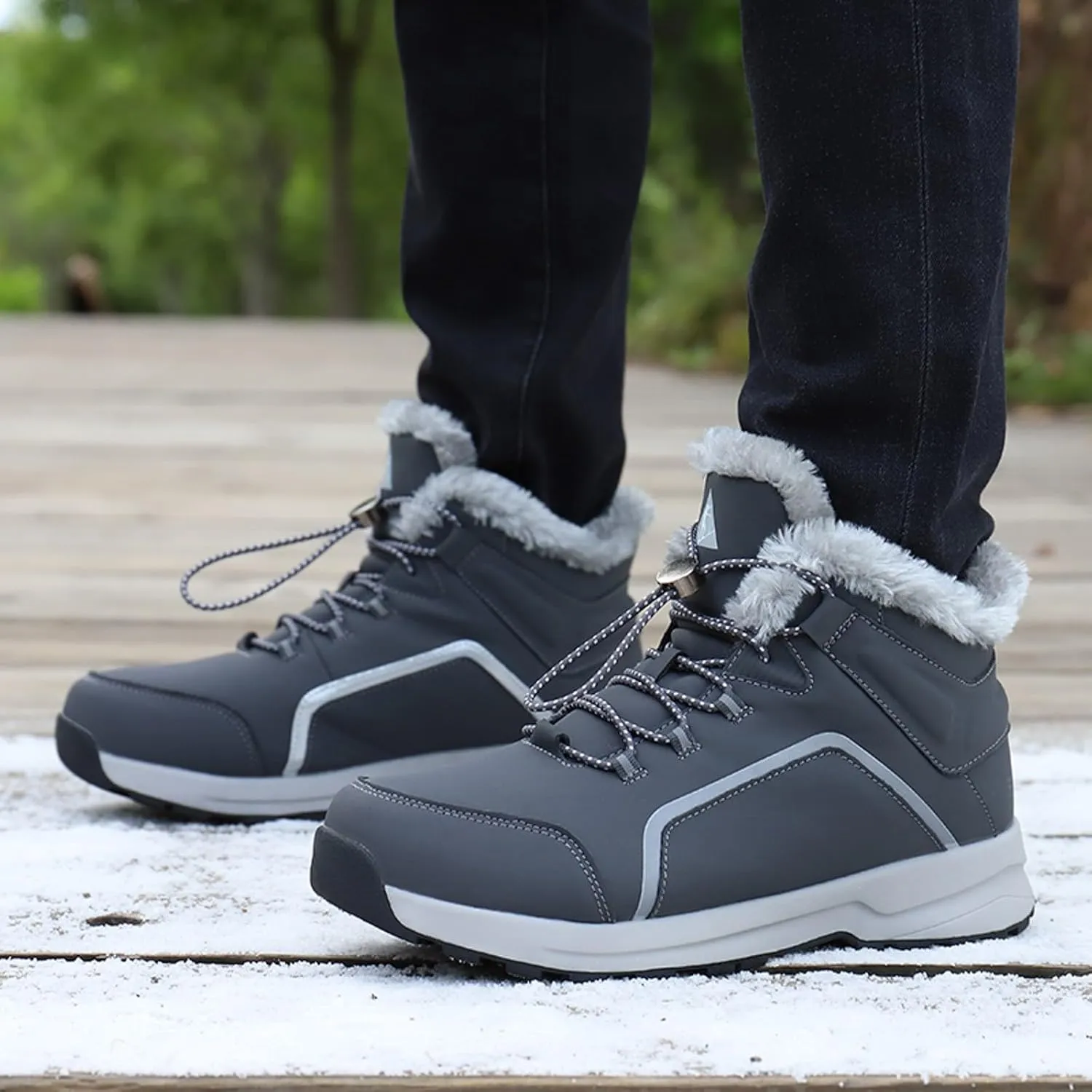 Mens Hiking Boots, Waterproof Snow Boots Comfortable Insulated Fur Boots Outdoor Work Boots Women's Winter Boots