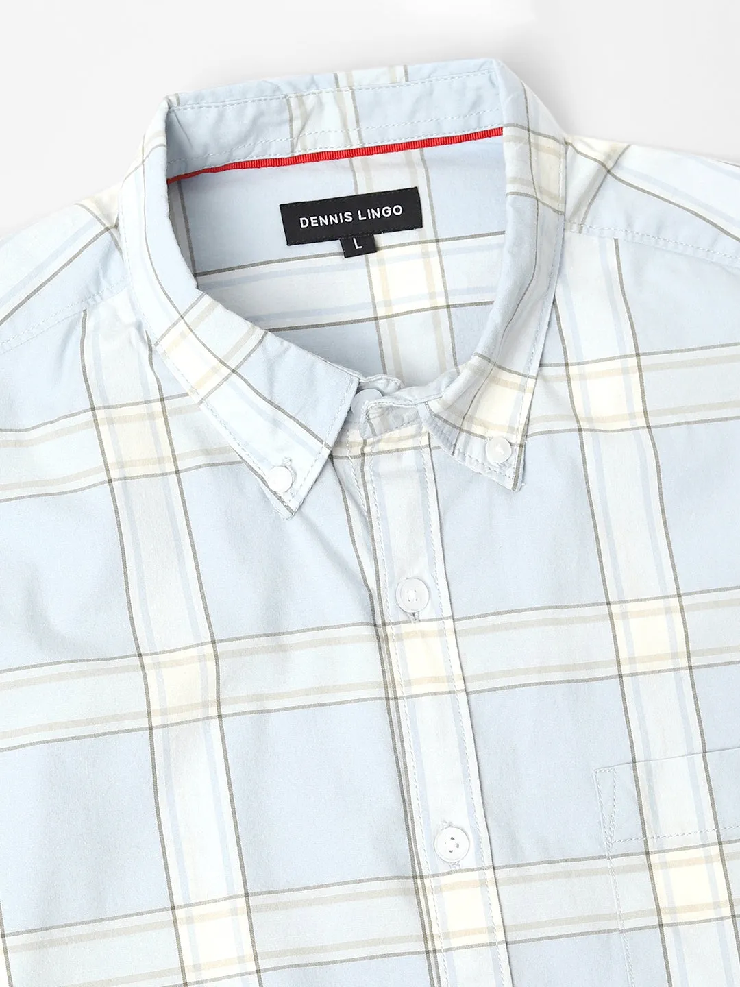 Men's Light Blue Checkered Full Sleeve Casual Shirts