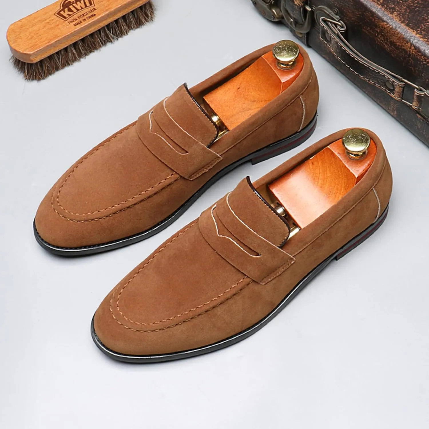 Mens Loafers Casual Slip on Shoes PU Leather Penny Loafers for Men