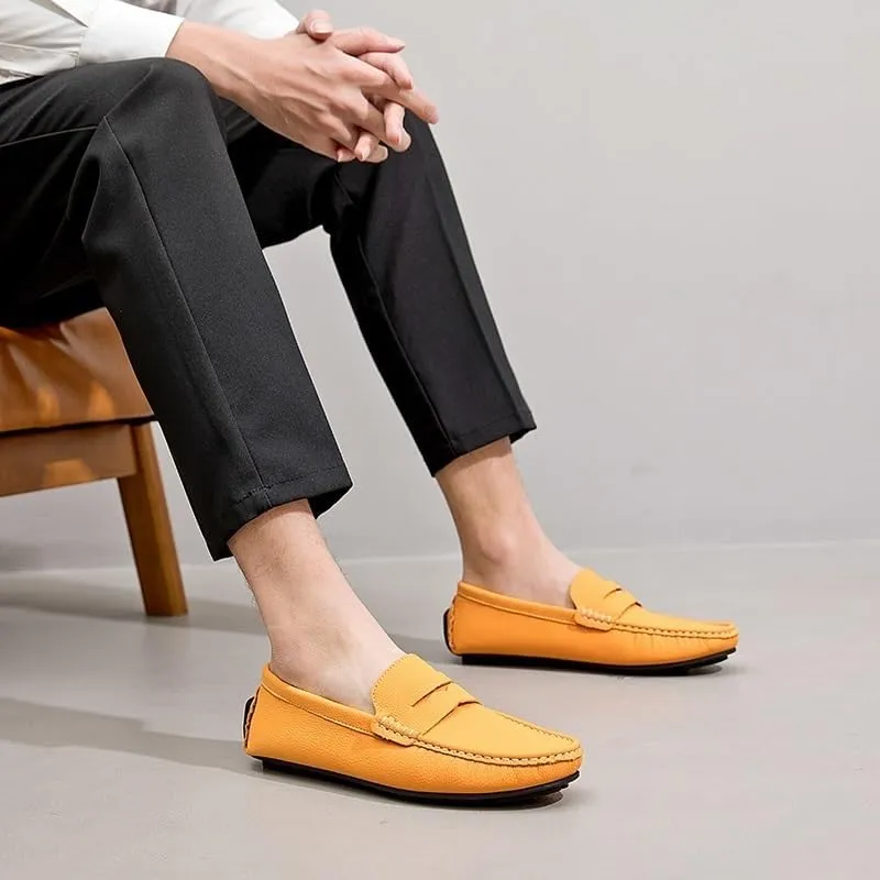 Men's Loafers - Round Toe Solid Color Faux Leather Loafers, Flexible Lightweight Comfortable Slip-Ons for Driving, Casual, and Wedding Wear