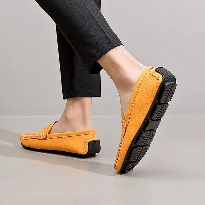 Men's Loafers - Round Toe Solid Color Faux Leather Loafers, Flexible Lightweight Comfortable Slip-Ons for Driving, Casual, and Wedding Wear