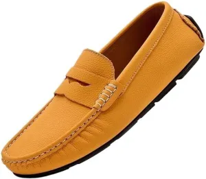 Men's Loafers - Round Toe Solid Color Faux Leather Loafers, Flexible Lightweight Comfortable Slip-Ons for Driving, Casual, and Wedding Wear