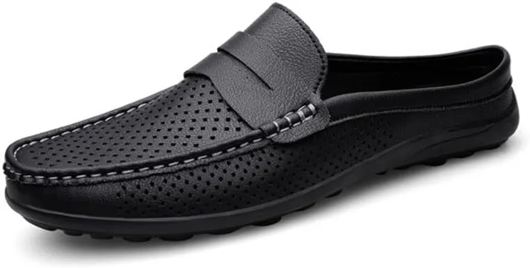 Men's Loafers Shoes Solid Color Perforated Vegan Leather Penny Half Loafers Shoes Slip Resistant Lightweight Comfortable Prom Slip-on