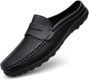Men's Loafers Shoes Solid Color Perforated Vegan Leather Penny Half Loafers Shoes Slip Resistant Lightweight Comfortable Prom Slip-on