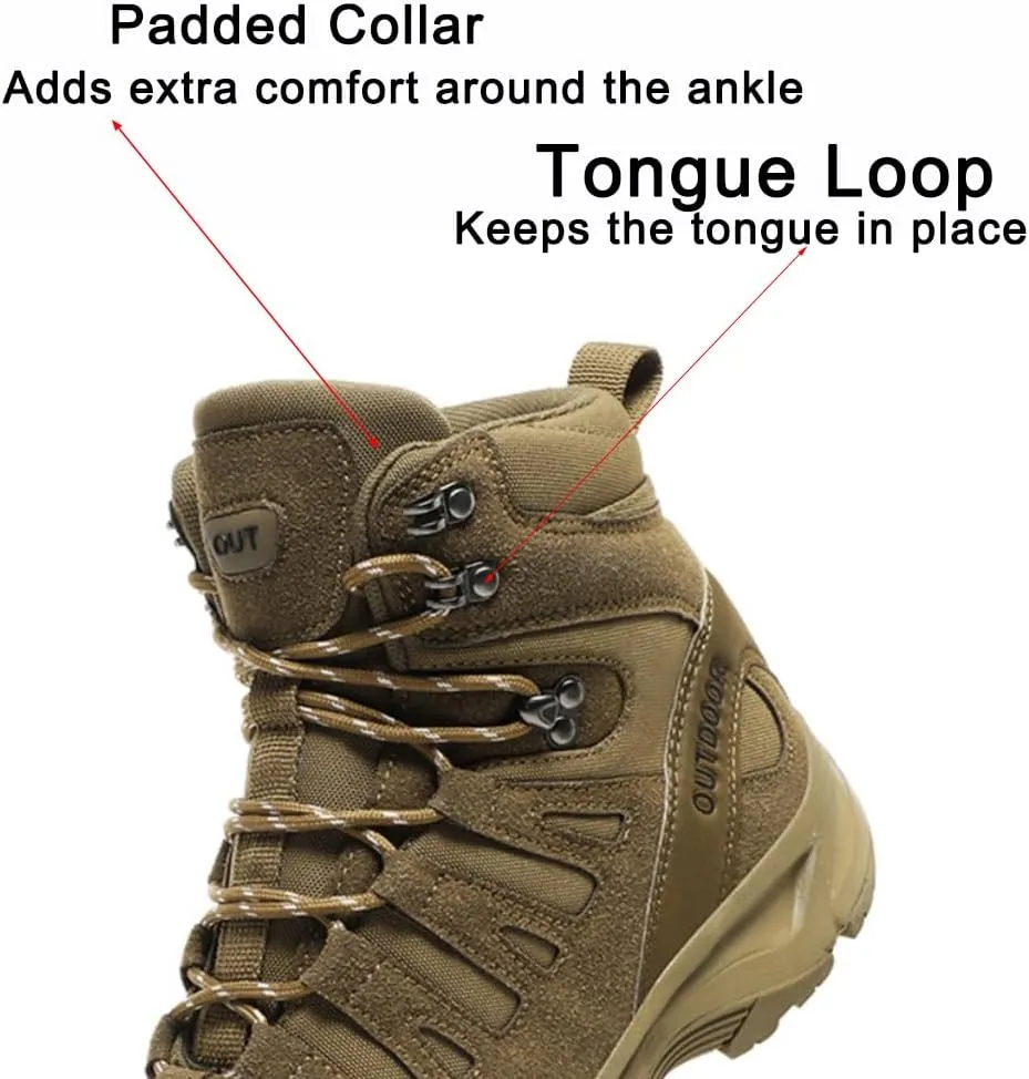 Men's Military Tactical Boots: Water-resistant Leather Military Boots for Outdoor & Work