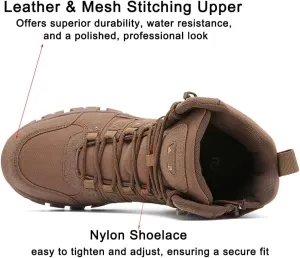 Men's Military Tactical Boots: Water-resistant Leather Military Boots for Outdoor & Work