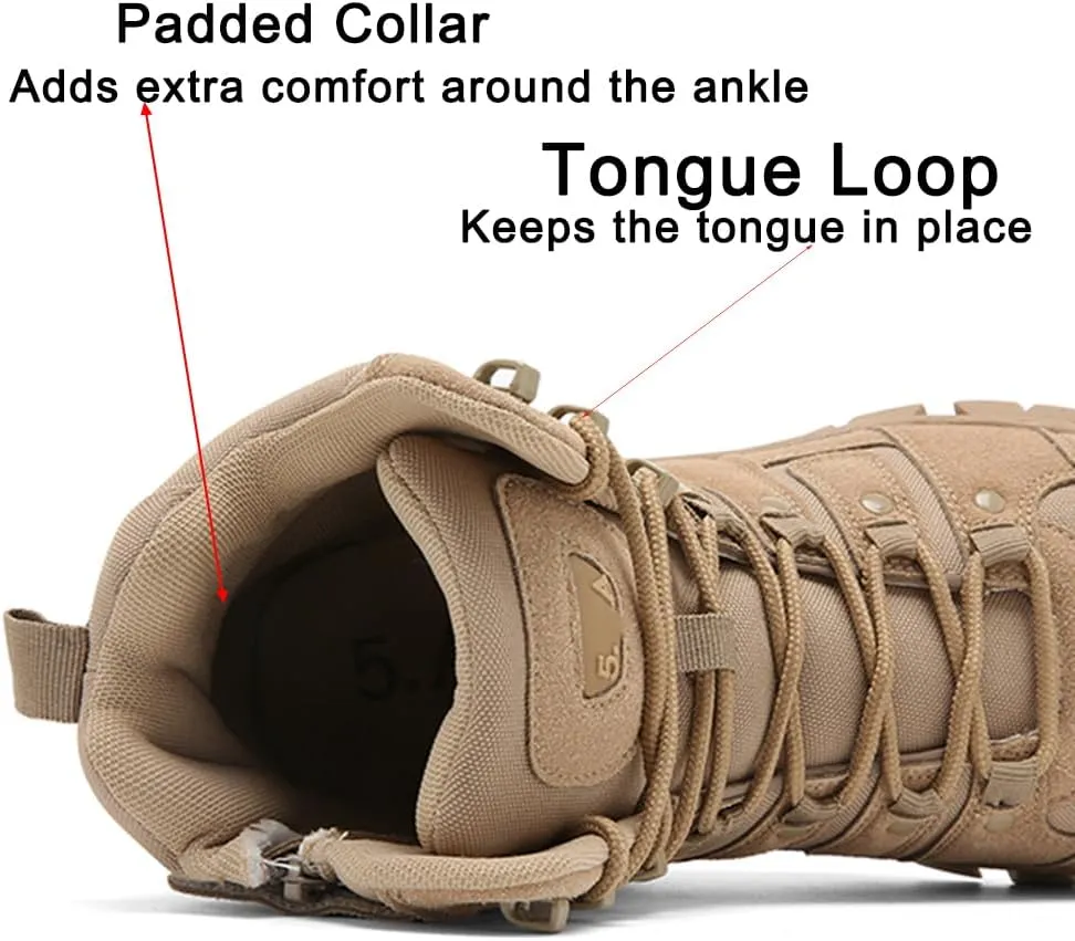 Men's Military Tactical Boots: Water-resistant Leather Military Boots for Outdoor & Work