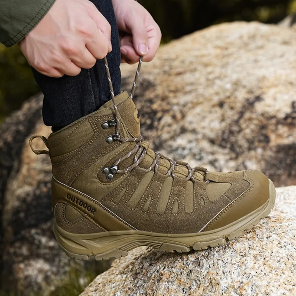 Men's Military Tactical Boots: Water-resistant Leather Military Boots for Outdoor & Work