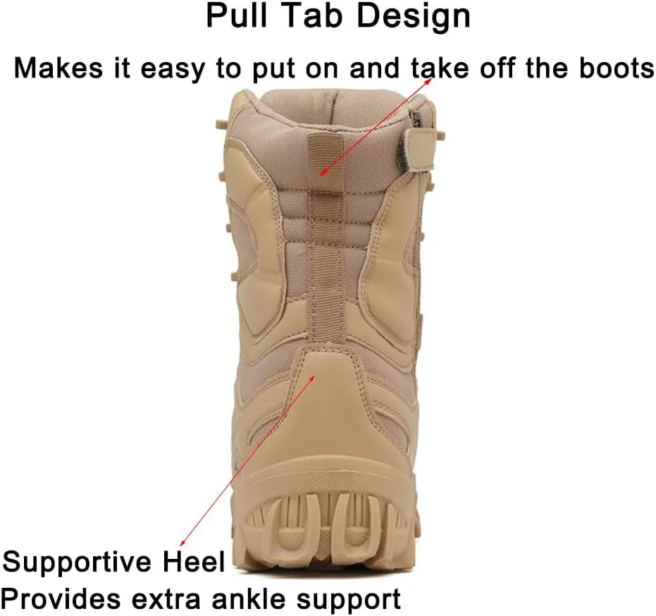 Men's Military Tactical Boots: Water-resistant Leather Military Boots for Outdoor & Work