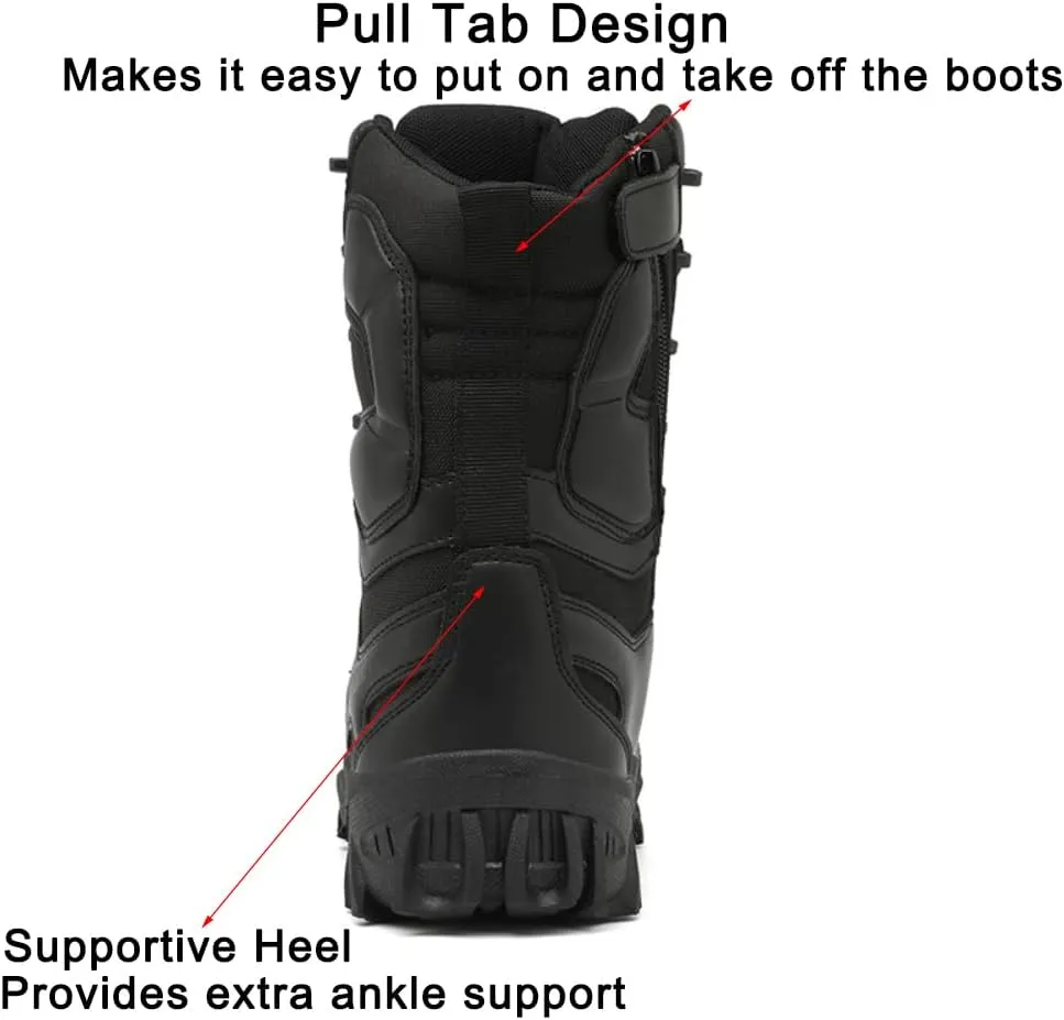 Men's Military Tactical Boots: Water-resistant Leather Military Boots for Outdoor & Work