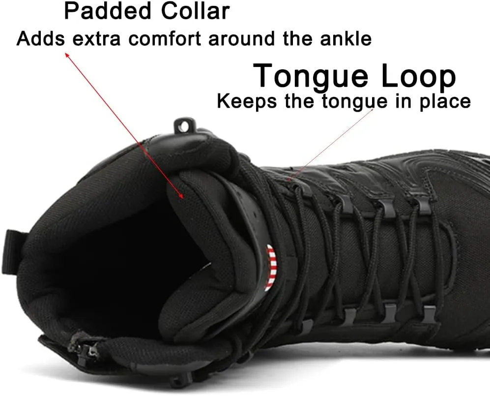 Men's Military Tactical Boots: Water-resistant Leather Military Boots for Outdoor & Work