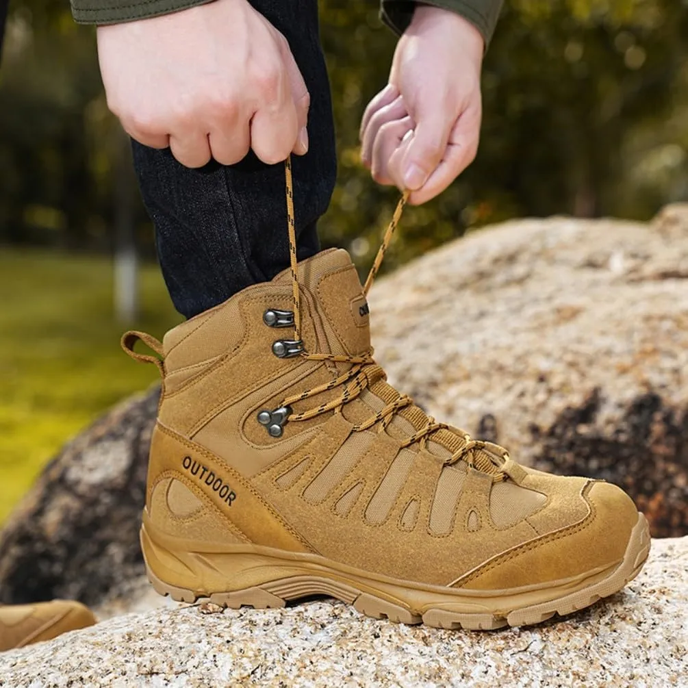 Men's Military Tactical Boots: Water-resistant Leather Military Boots for Outdoor & Work