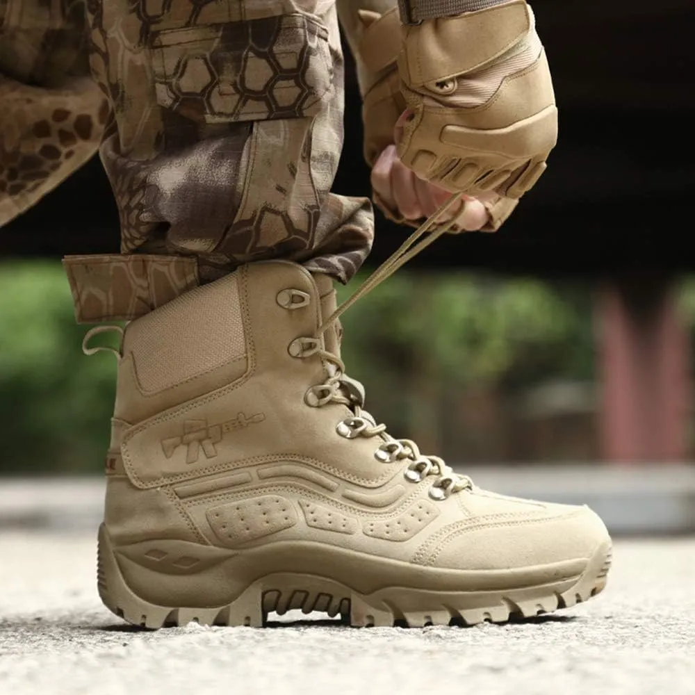 Men's Military Tactical Boots: Water-resistant Leather Military Boots for Outdoor & Work