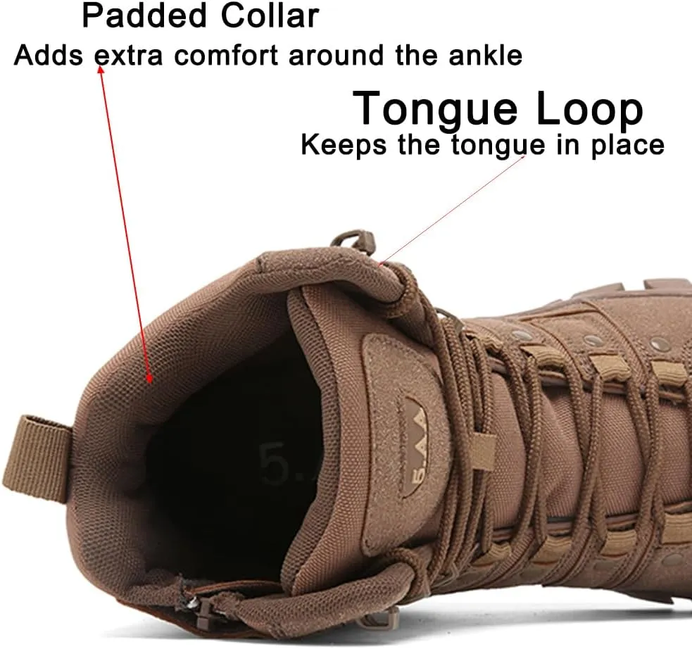 Men's Military Tactical Boots: Water-resistant Leather Military Boots for Outdoor & Work