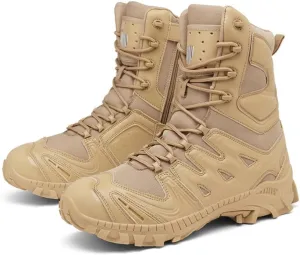 Men's Military Tactical Boots: Water-resistant Leather Military Boots for Outdoor & Work