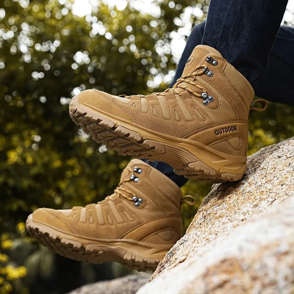 Men's Military Tactical Boots: Water-resistant Leather Military Boots for Outdoor & Work