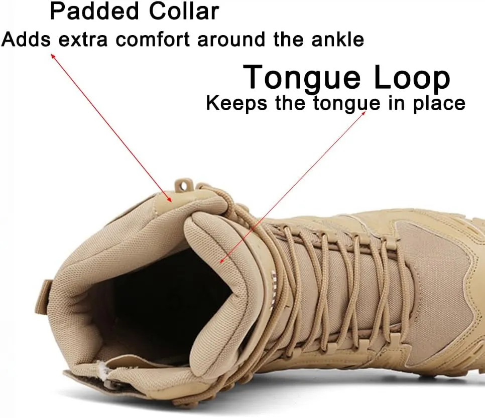Men's Military Tactical Boots: Water-resistant Leather Military Boots for Outdoor & Work