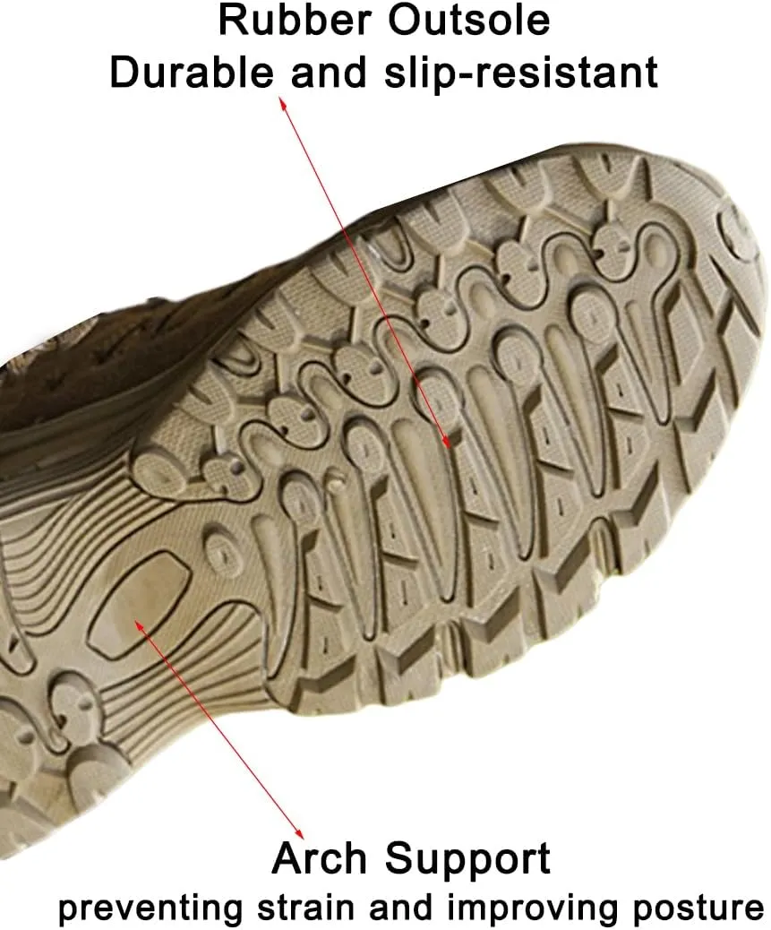 Men's Military Tactical Boots: Water-resistant Leather Military Boots for Outdoor & Work