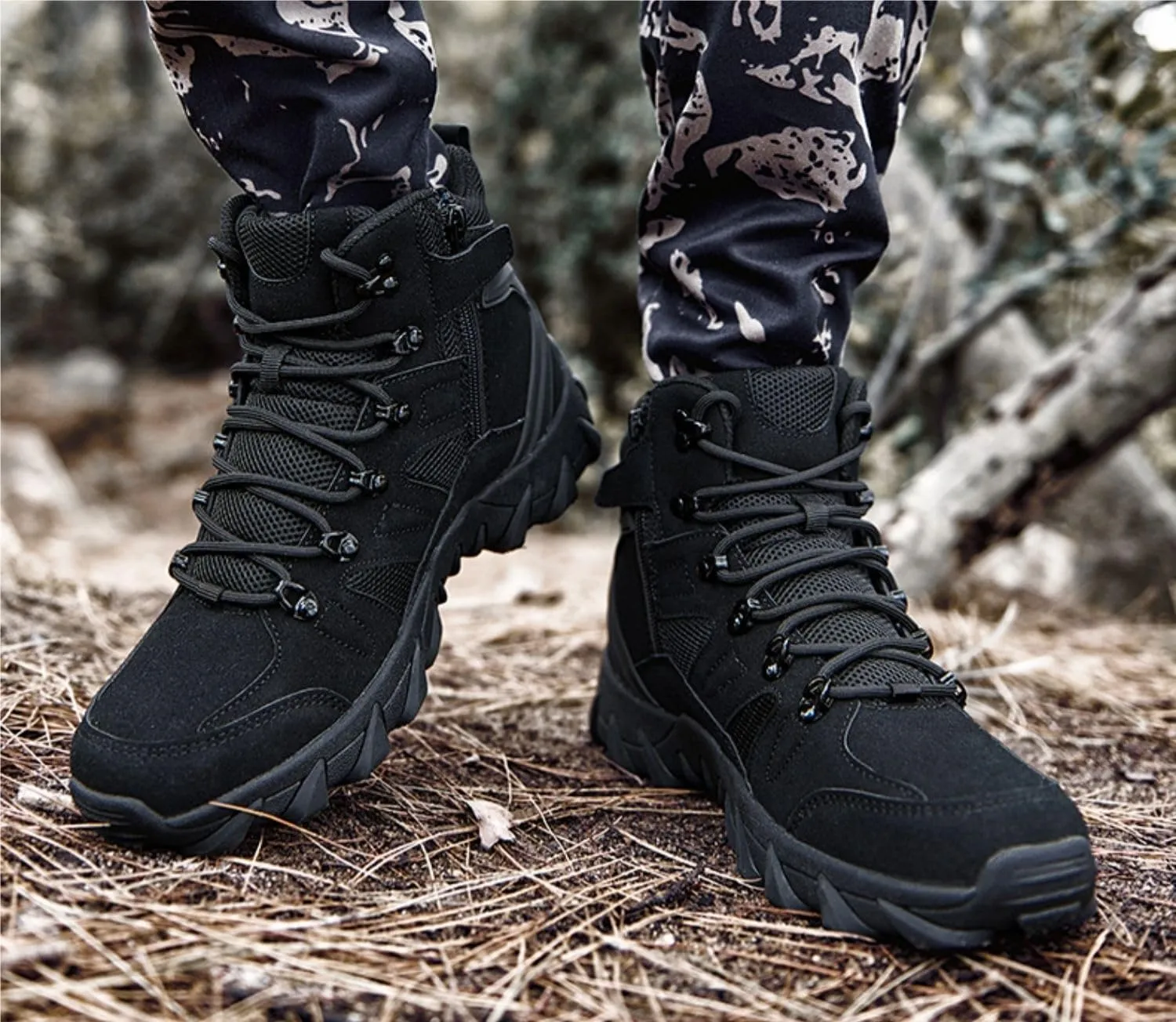 Men's Military Tactical Boots Waterproof Comfortable Round Toe Non-slip Wear-resistant Suede Hiking Boots Hunting Boots Trekking Outdoor Work Boots Lace-up Breathable Trekking Combat Boots For Men