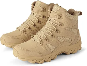 Men's Military Tactical Boots Waterproof Comfortable Round Toe Non-slip Wear-resistant Suede Hiking Boots Hunting Boots Trekking Outdoor Work Boots Lace-up Breathable Trekking Combat Boots For Men