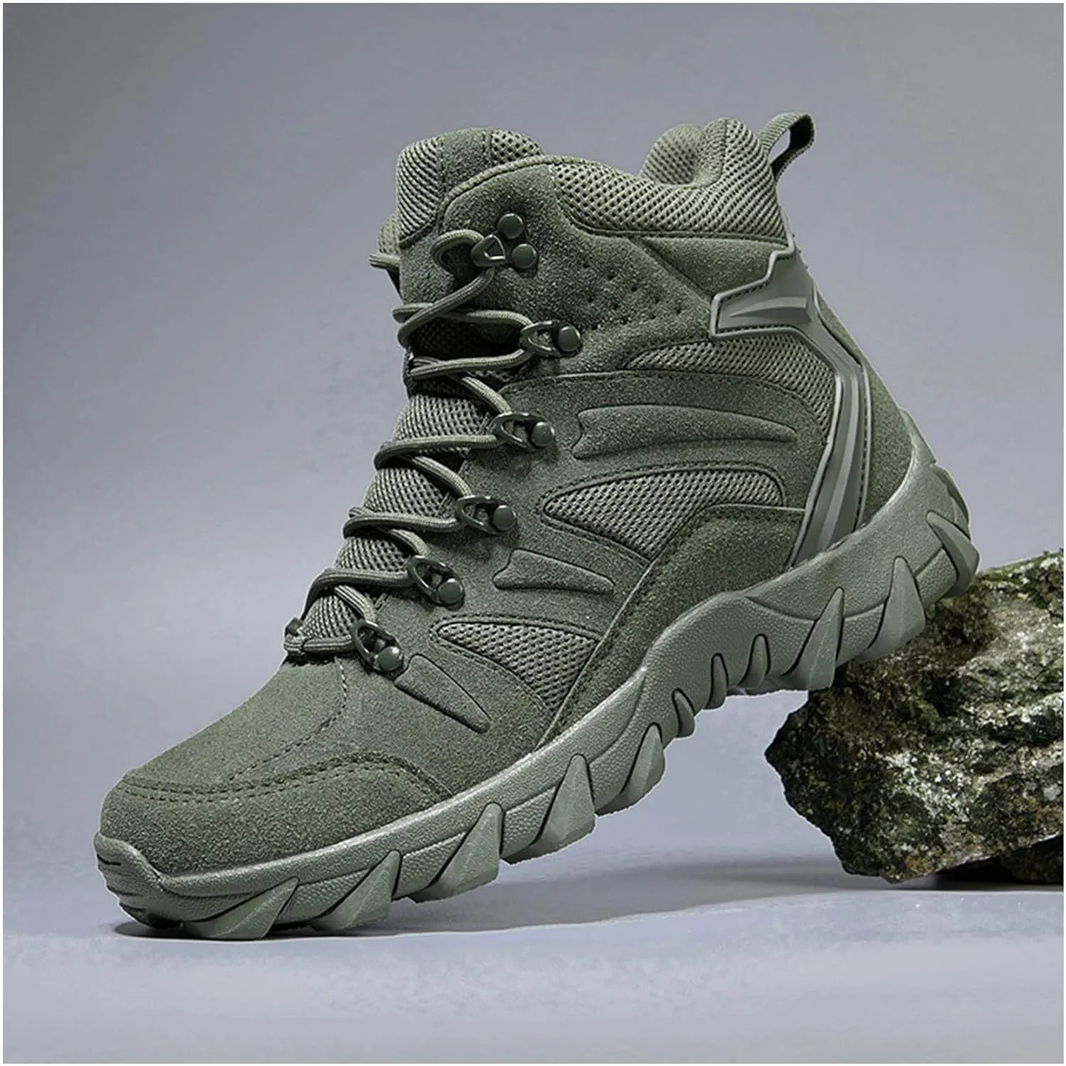 Men's Military Tactical Boots Waterproof Comfortable Round Toe Non-slip Wear-resistant Suede Hiking Boots Hunting Boots Trekking Outdoor Work Boots Lace-up Breathable Trekking Combat Boots For Men