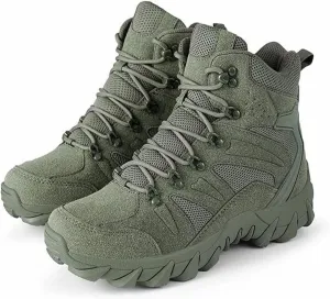 Men's Military Tactical Boots Waterproof Comfortable Round Toe Non-slip Wear-resistant Suede Hiking Boots Hunting Boots Trekking Outdoor Work Boots Lace-up Breathable Trekking Combat Boots For Men