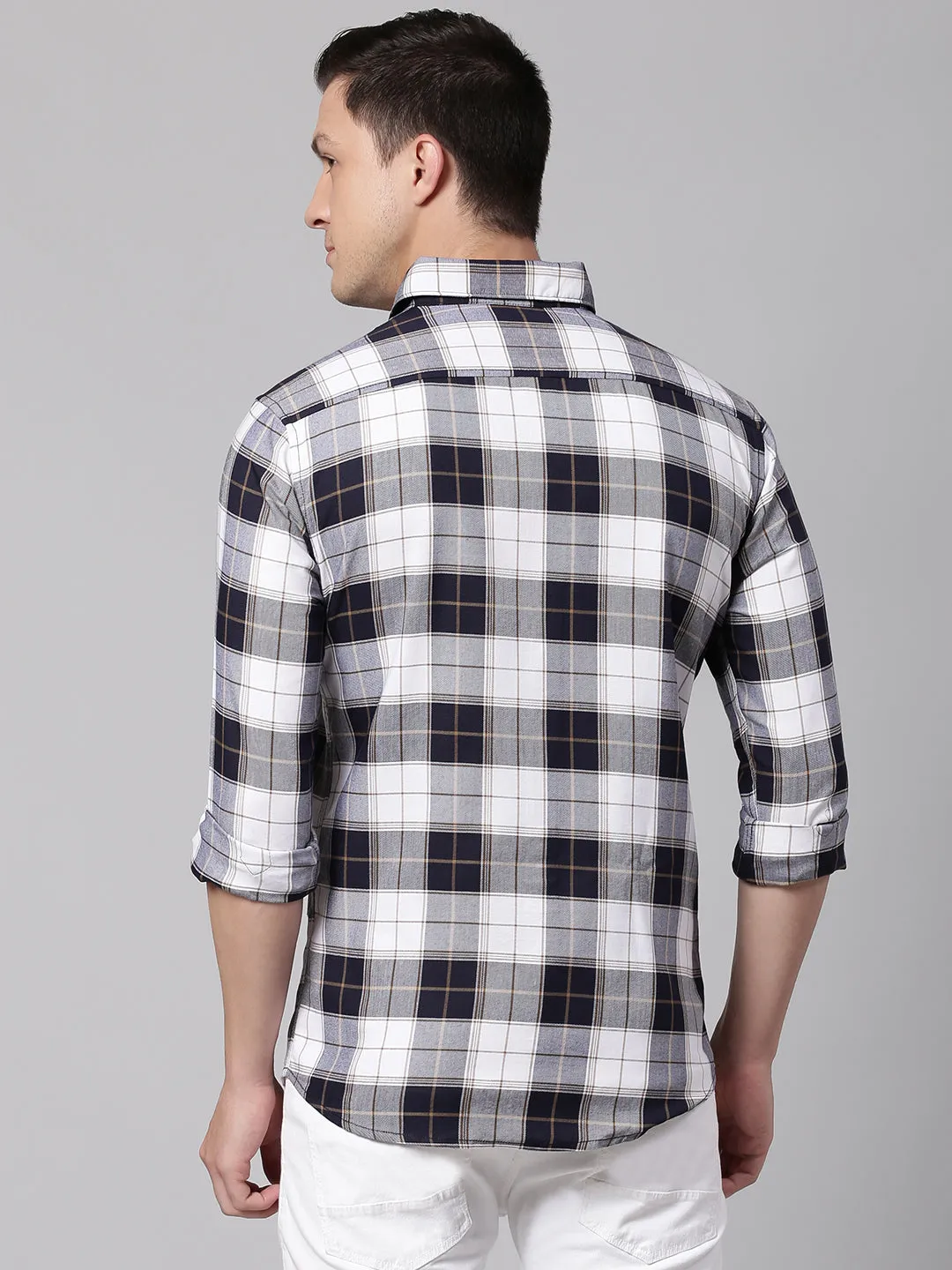 Men's Navy Slim Fit Polycotton Casual Shirt