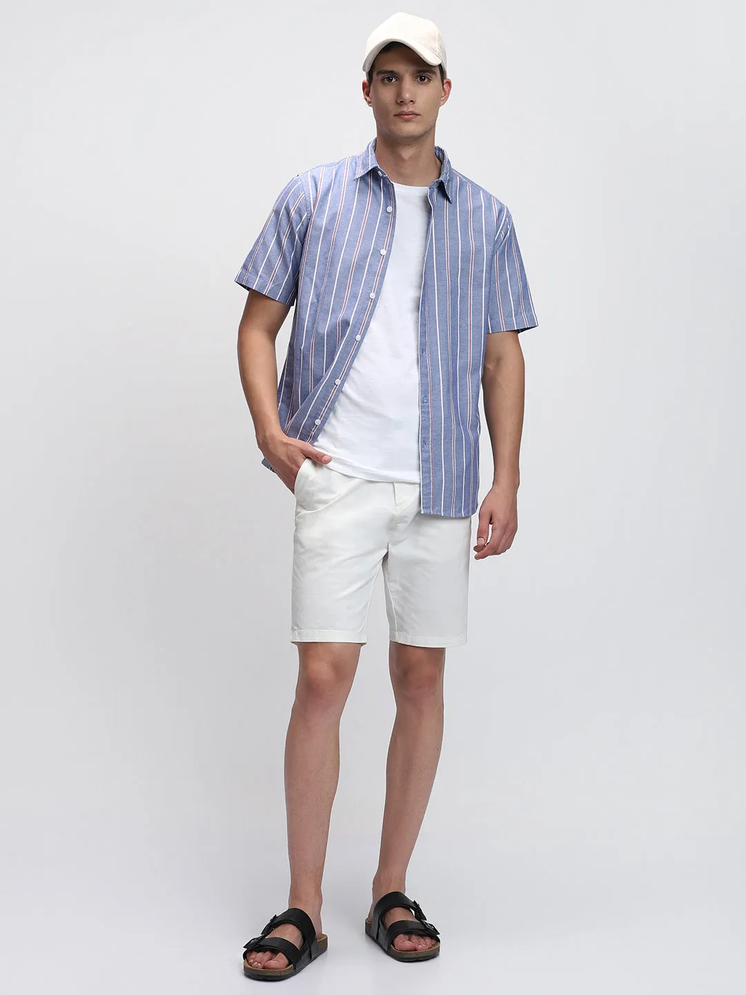 Men's Navy Spread Collar Casual Shirt