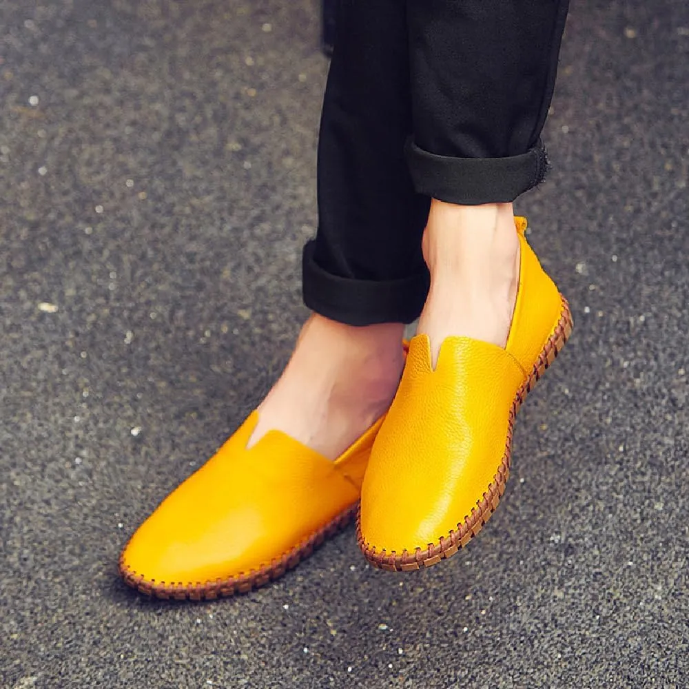 Mens Non-Slip Loafers Leather Fashion Casual Shoes Outdoor Comfortable Walking Shoes Lightweight Oxfords