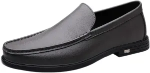 Mens Party Loafers Shoes Vegan Leather Evening Solid Color Round Toe Anti-Slip Shoe for Office Party Wedding Slip-on