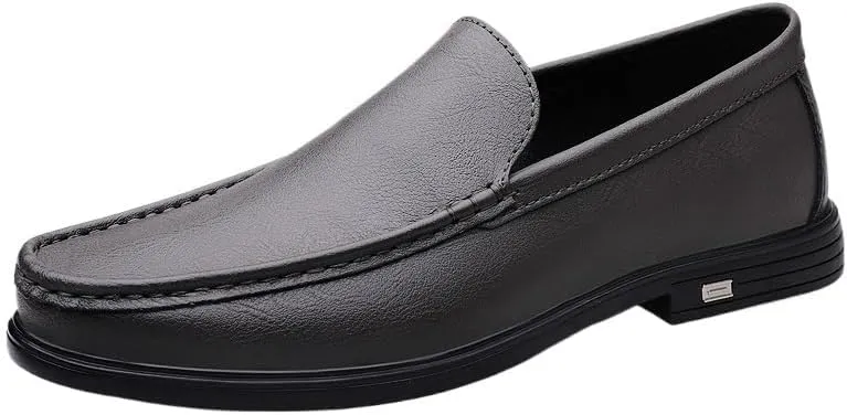 Mens Party Loafers Shoes Vegan Leather Evening Solid Color Round Toe Anti-Slip Shoe for Office Party Wedding Slip-on