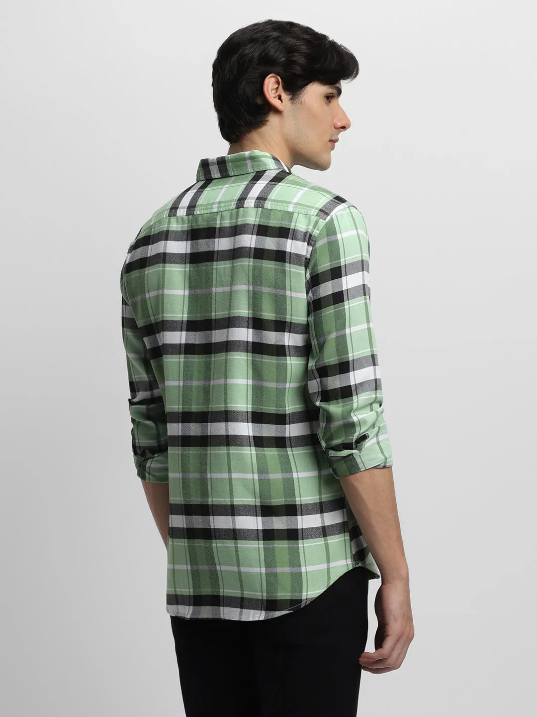 Men's Regular Fit Tartan Checked Pure Cotton Casual Shirt
