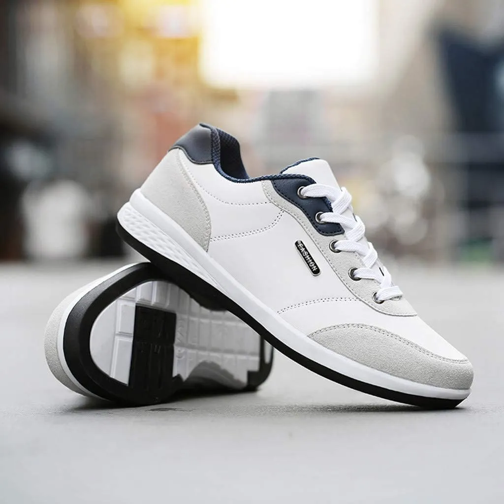 Mens Shoes Athletic Sneakers All Seasons Solid Lace Up Jogging for Outdoor Park Walking Gym Workout, Non Slip Comfy Sneaker