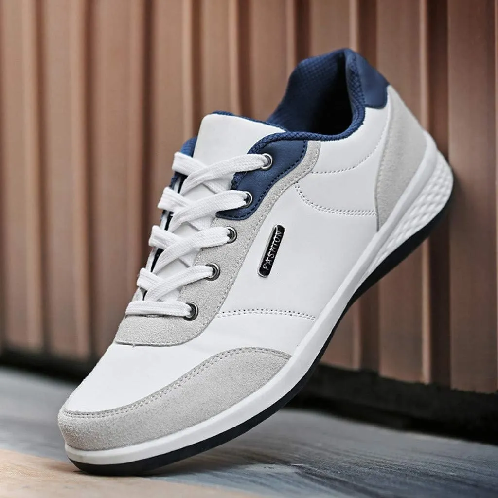 Mens Shoes Athletic Sneakers All Seasons Solid Lace Up Jogging for Outdoor Park Walking Gym Workout, Non Slip Comfy Sneaker