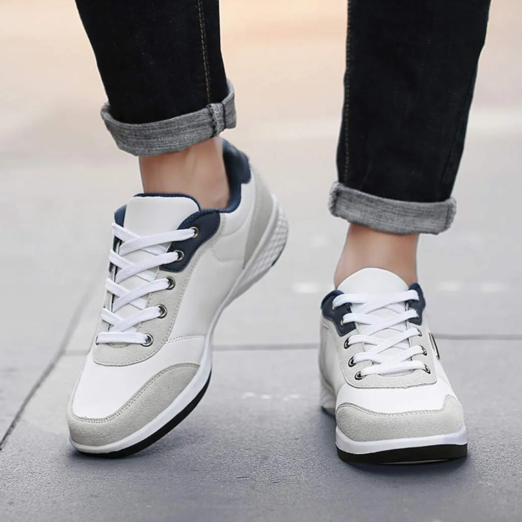 Mens Shoes Athletic Sneakers All Seasons Solid Lace Up Jogging for Outdoor Park Walking Gym Workout, Non Slip Comfy Sneaker