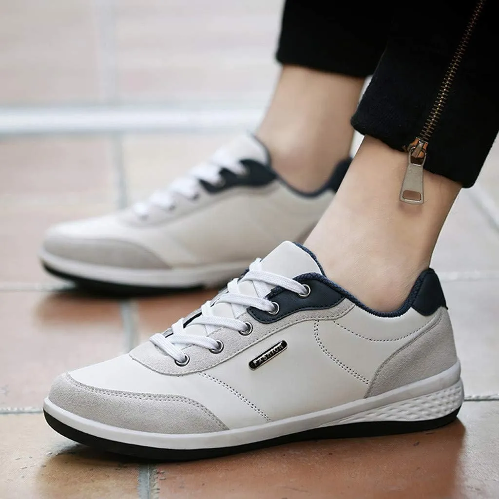 Mens Shoes Athletic Sneakers All Seasons Solid Lace Up Jogging for Outdoor Park Walking Gym Workout, Non Slip Comfy Sneaker