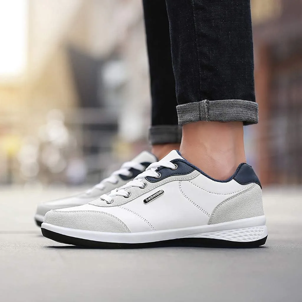Mens Shoes Athletic Sneakers All Seasons Solid Lace Up Jogging for Outdoor Park Walking Gym Workout, Non Slip Comfy Sneaker
