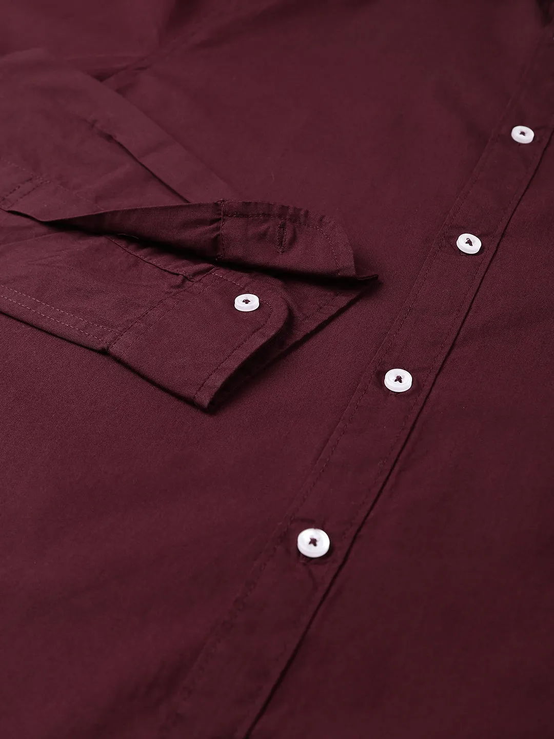 Men's Solid Burgundy Casual Shirt