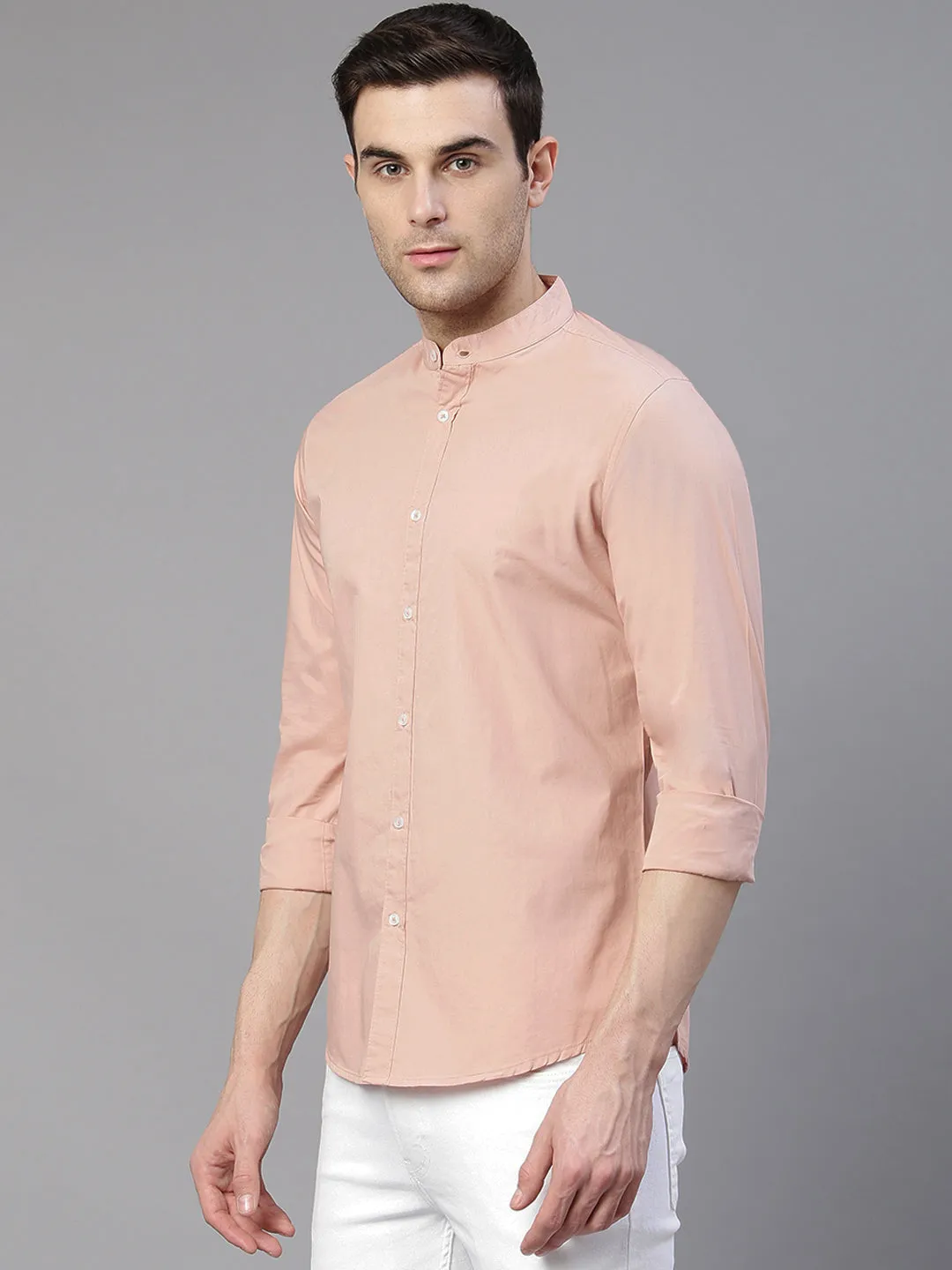 Men's Solid Shell Slim Fit Cotton Casual Shirt