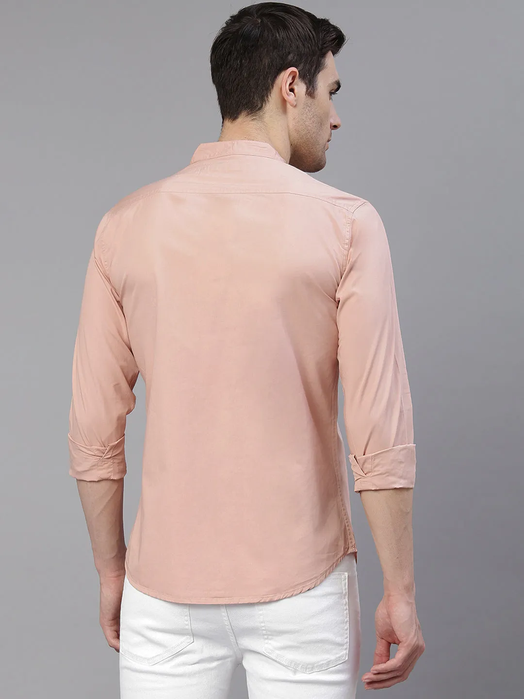 Men's Solid Shell Slim Fit Cotton Casual Shirt