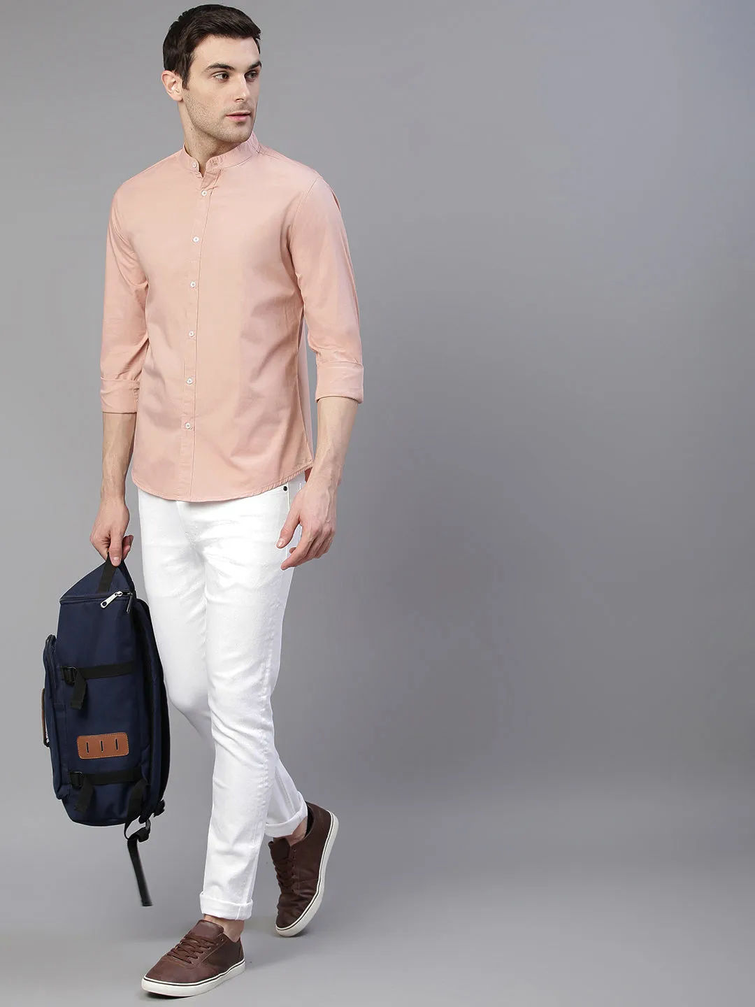 Men's Solid Shell Slim Fit Cotton Casual Shirt