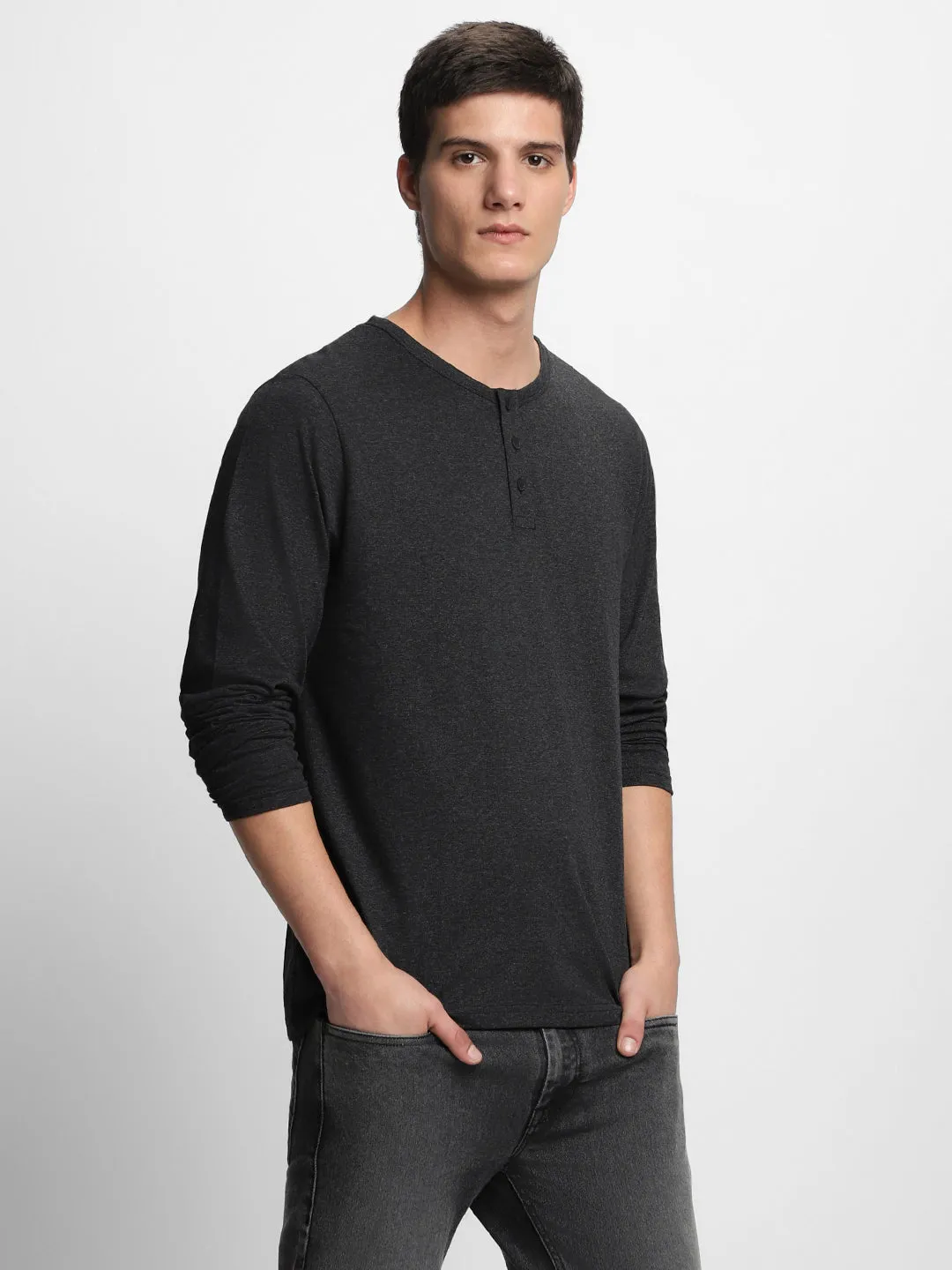 Men's Spread Collar Regular Fit Colorblock Teal T-shirt