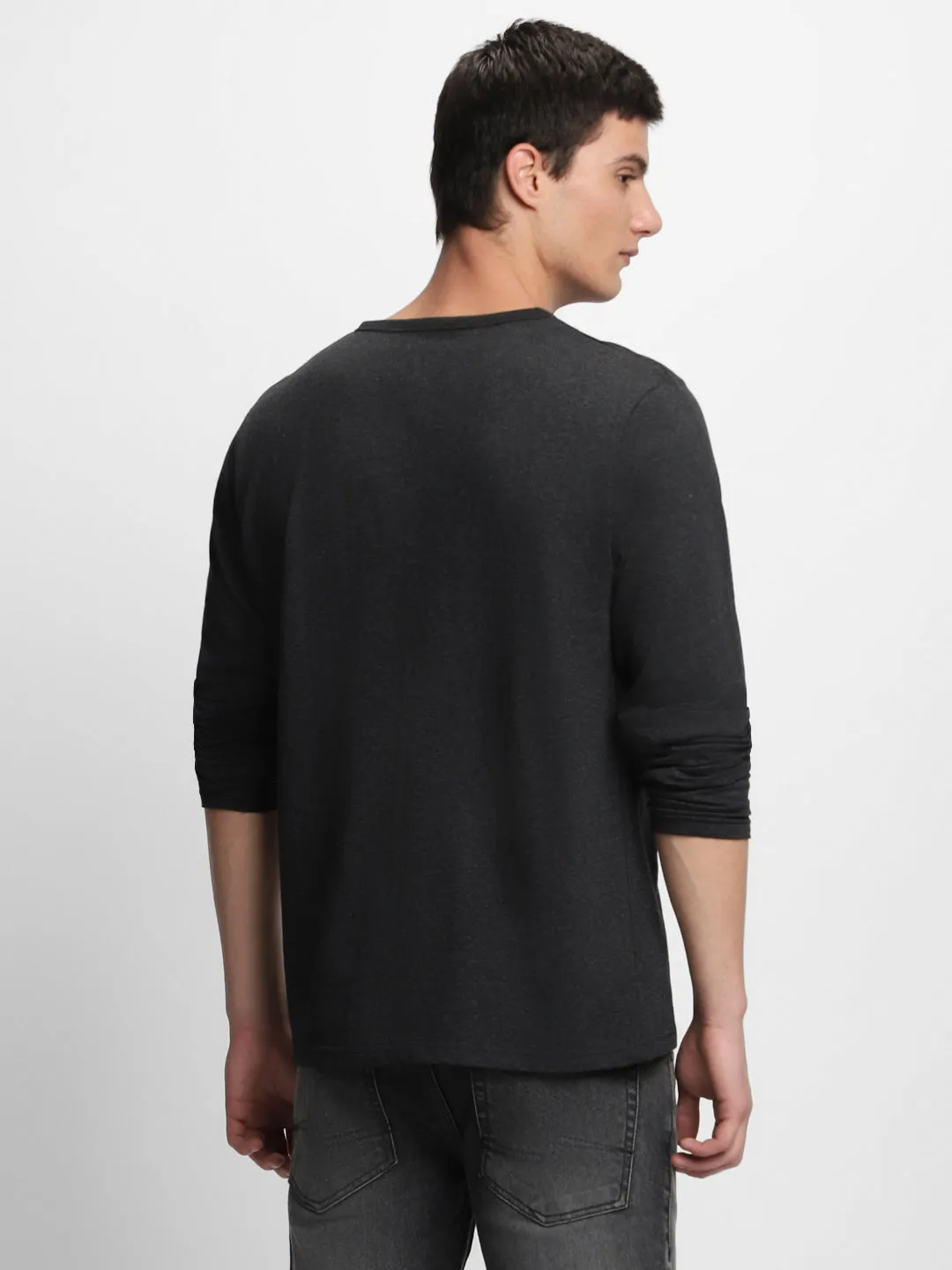 Men's Spread Collar Regular Fit Colorblock Teal T-shirt