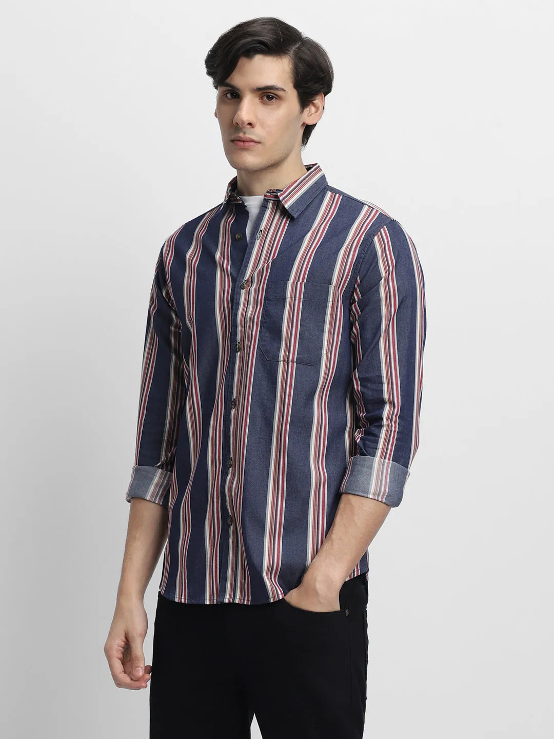 Men's Spread Collar Regular Fit Solid Green Casual Shirt