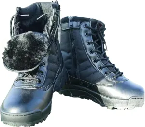 Mens Waterproof Winter Boots, Men's High Top Side Zipper Waterproof Warm Fur Lined Snow Boots, Durable Anti Slip Combat Work Shoes, for Camping, Hiking, Work, Climbing