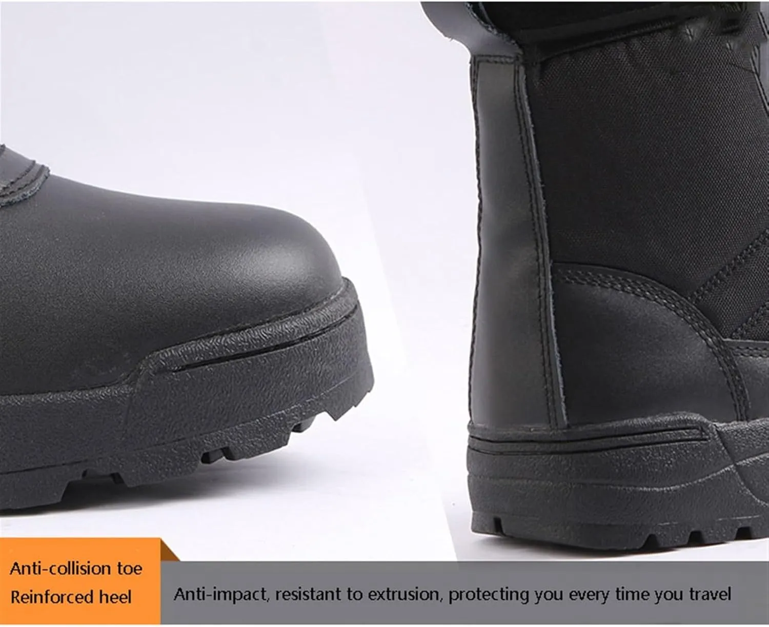 Mens Waterproof Winter Boots, Men's High Top Side Zipper Waterproof Warm Fur Lined Snow Boots, Durable Anti Slip Combat Work Shoes, for Camping, Hiking, Work, Climbing